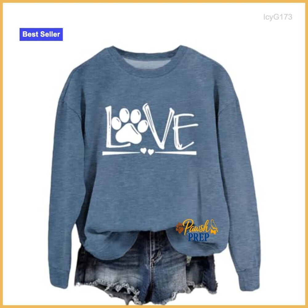 Dog Mom Crewneck Sweatshirt Paw Print Graphic Casual Pullover Long Sleeve - Picture 5 of 7